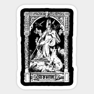 Vintage Norse Odin Engraving with Hugin and Munin Sticker